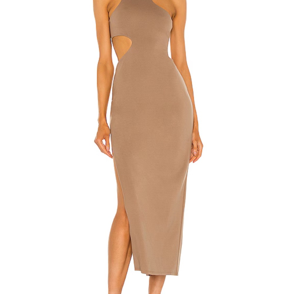 Michael Costello Tan Halter Bodycon Dress Cocktail